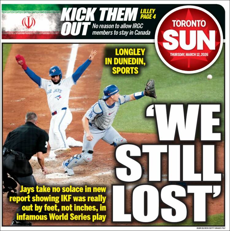 Portada de The Toronto Sun (Canada)