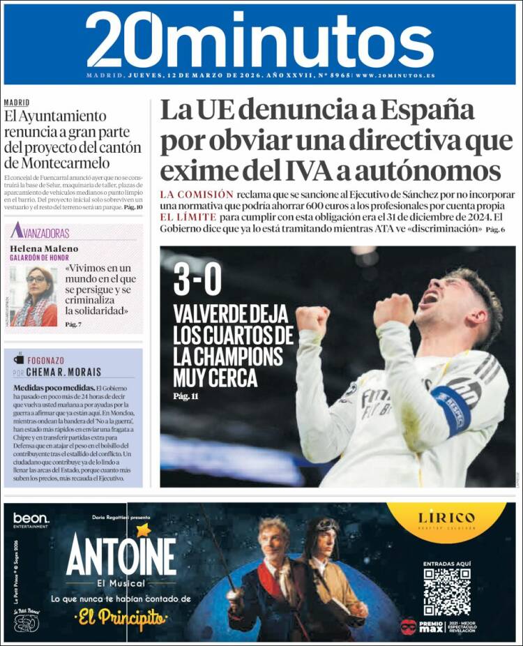 Portada de 20 Minutos - Madrid (Espagne)