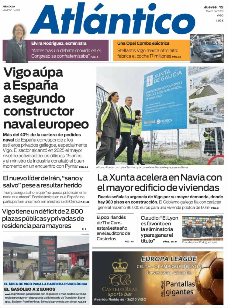 Portada de Atlántico Diario (Espagne)