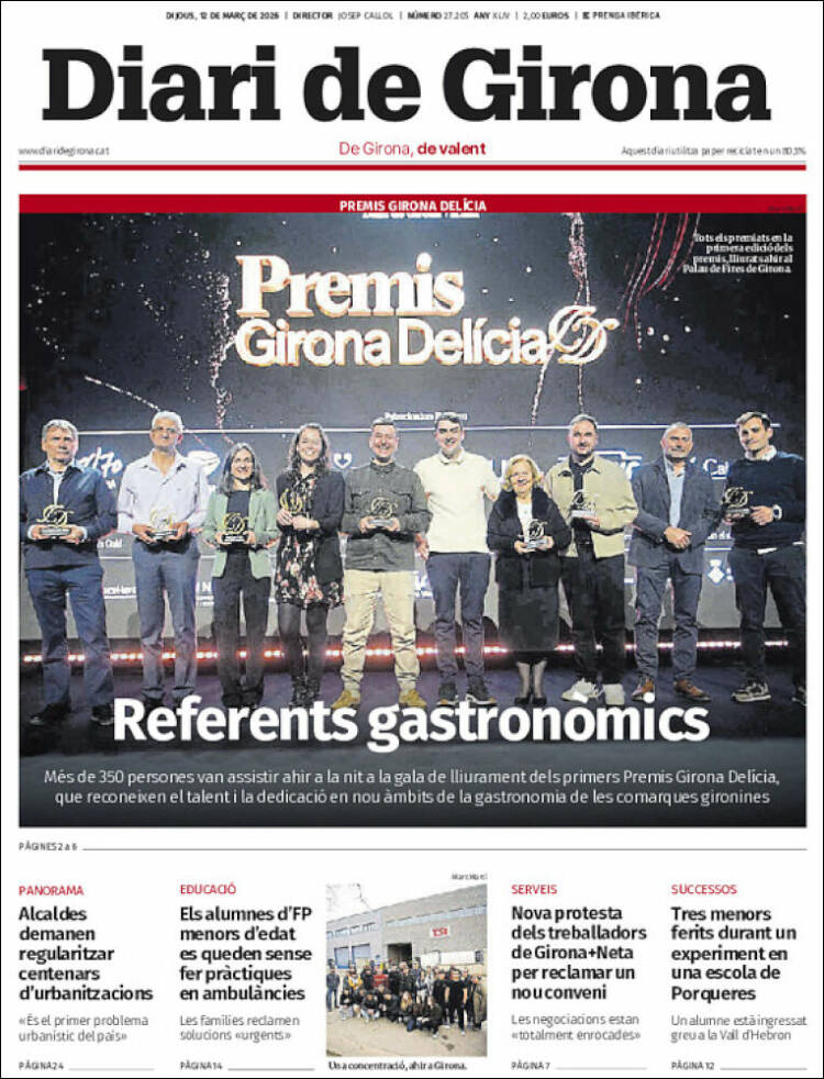 Portada de Diari de Girona (Espagne)