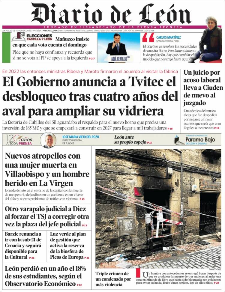 Portada de Diario de León (Espagne)