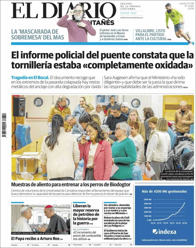 Portada de El Diario Montañés (Espagne)