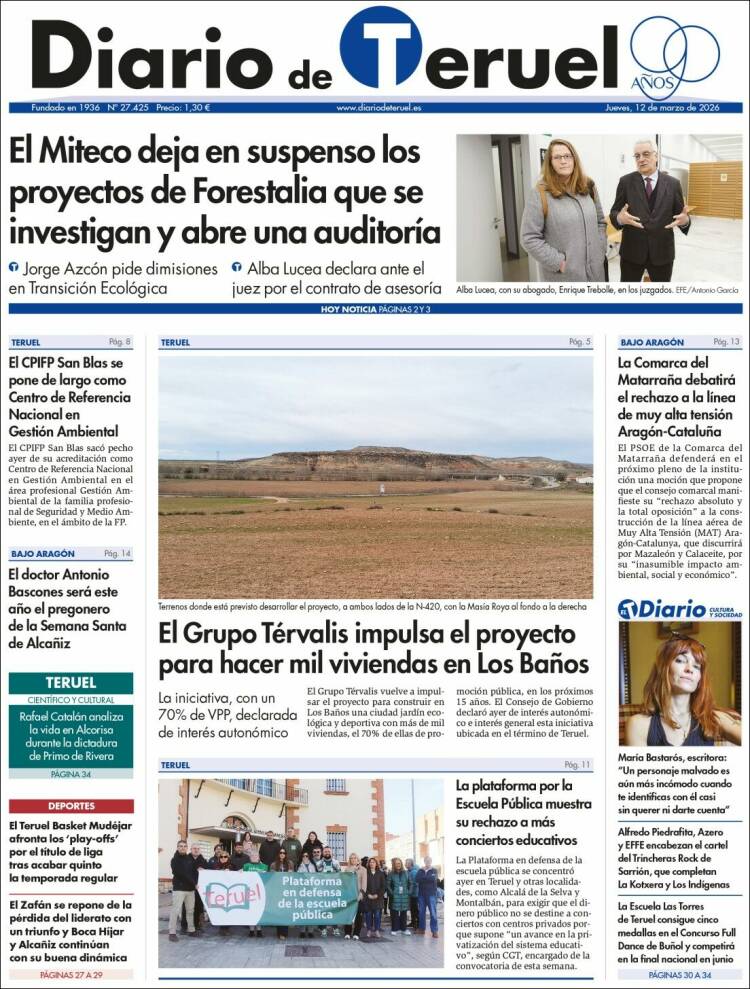 Portada de Diario de Teruel (Espagne)