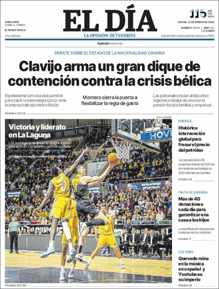 Portada de El Día (Espagne)