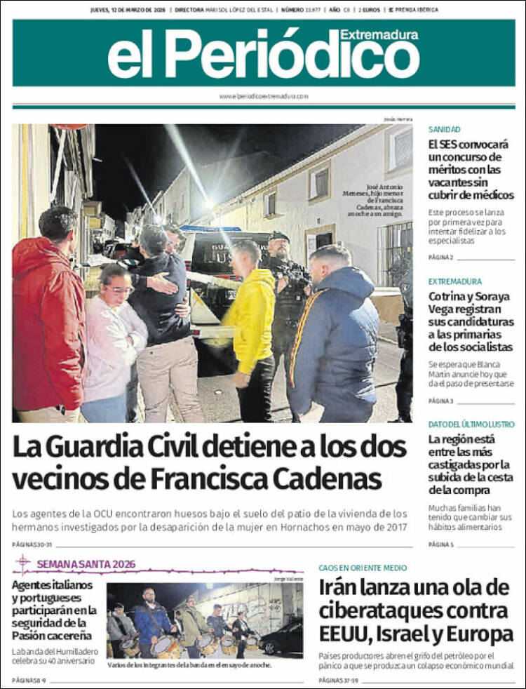 Portada de El Periódico de Extremadura (Espagne)