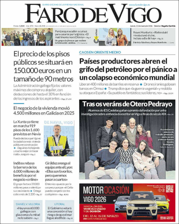 Portada de Faro de Vigo (Espagne)