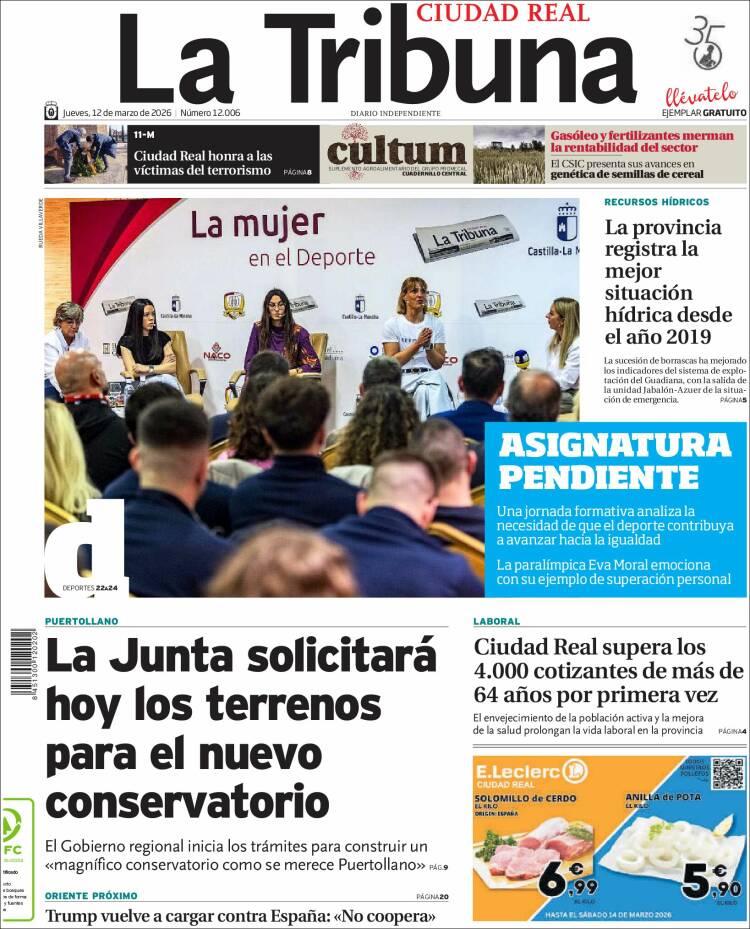 Portada de La Tribuna de Ciudad Real (Espagne)