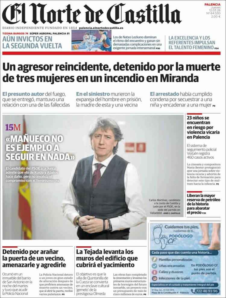 Portada de Norte de Castilla - Palencia (Espagne)