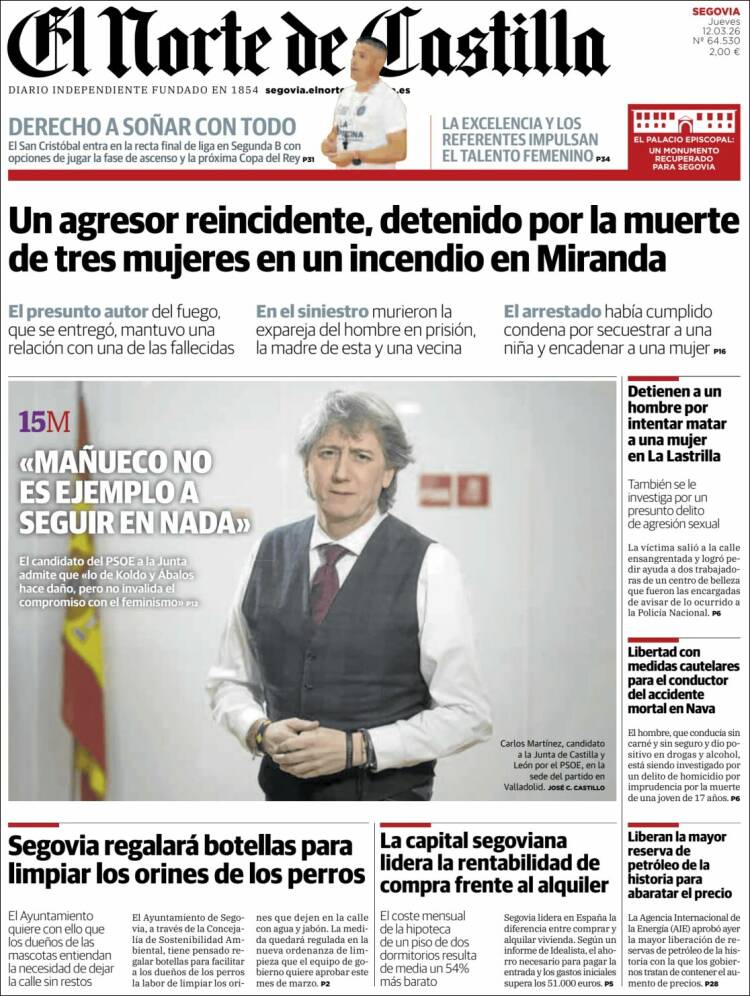 Portada de Norte de Castilla - Segovia (Espagne)