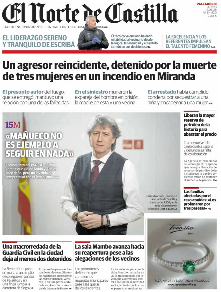 Portada de Norte de Castilla - Valladolid (Espagne)