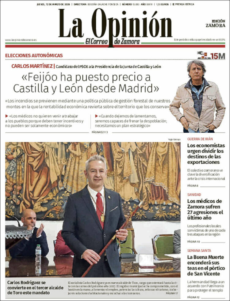 Portada de La Opinión - El Correo de Zamora (Espagne)