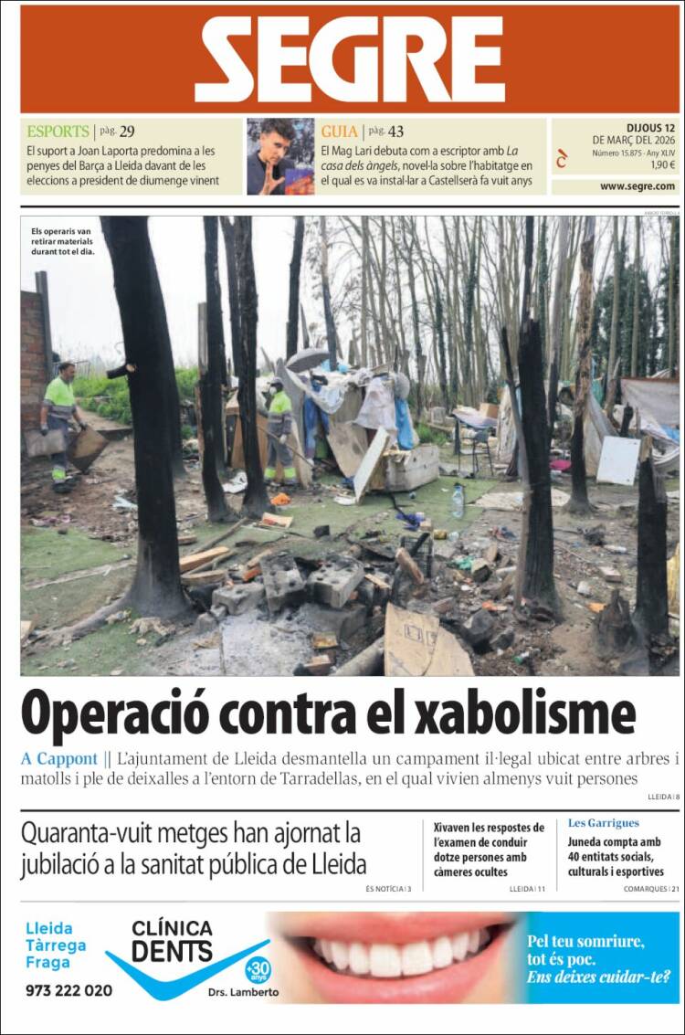 Portada de Segre (Espagne)