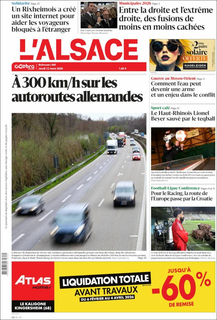 Portada de Journal L'Alsace (France)