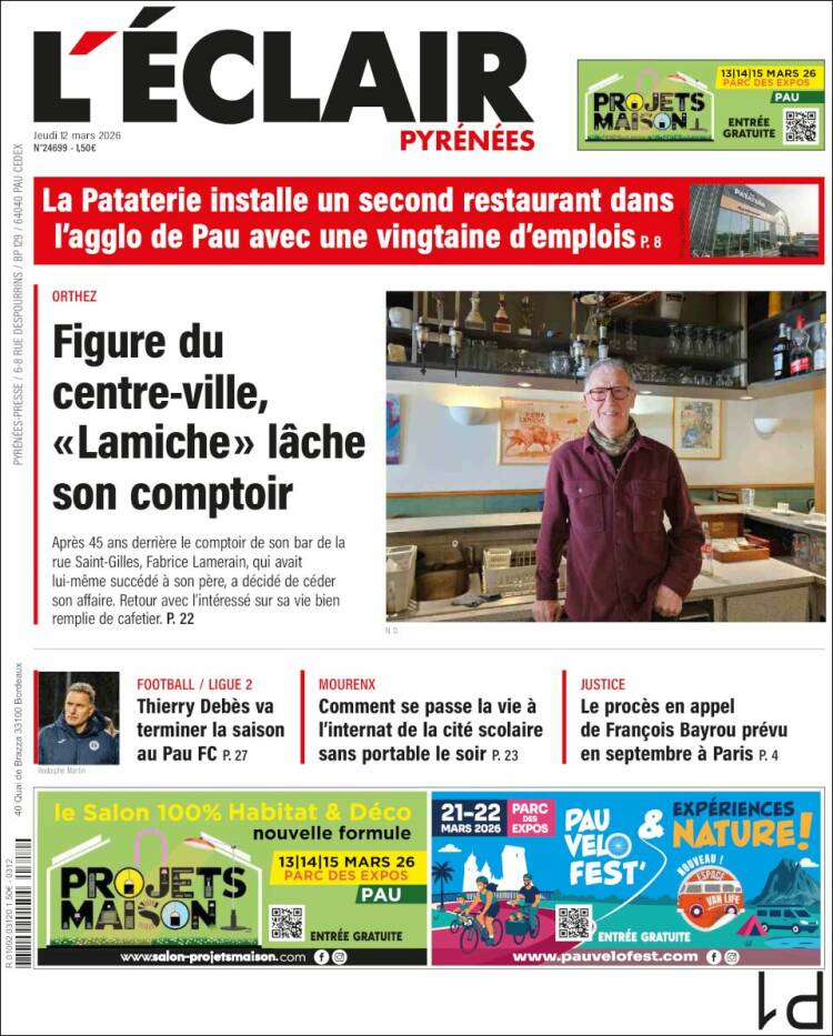 Portada de L'Eclair des Pyrénées (France)