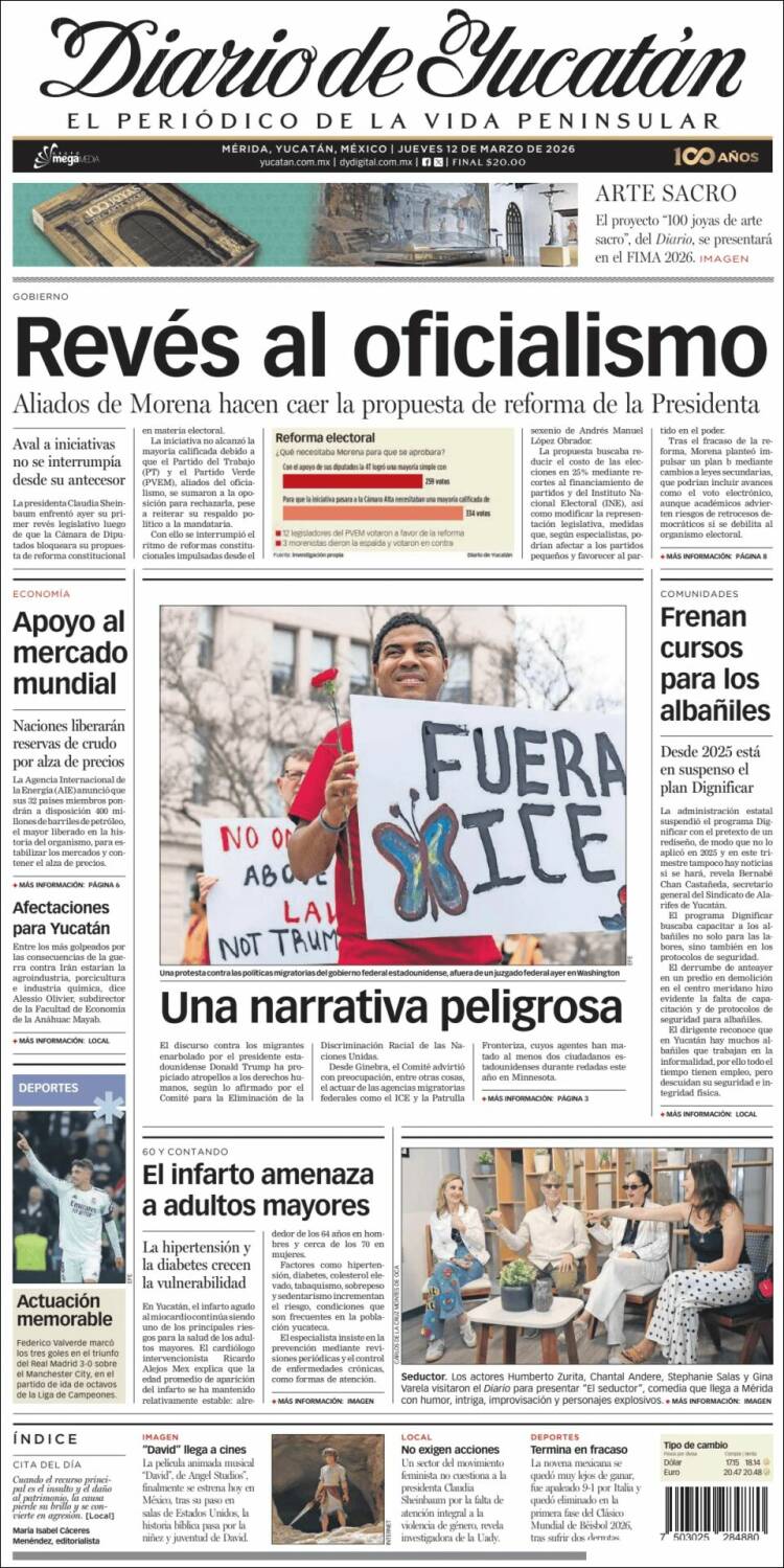 Portada de Diario de Yucatán (M&eacute;xico)