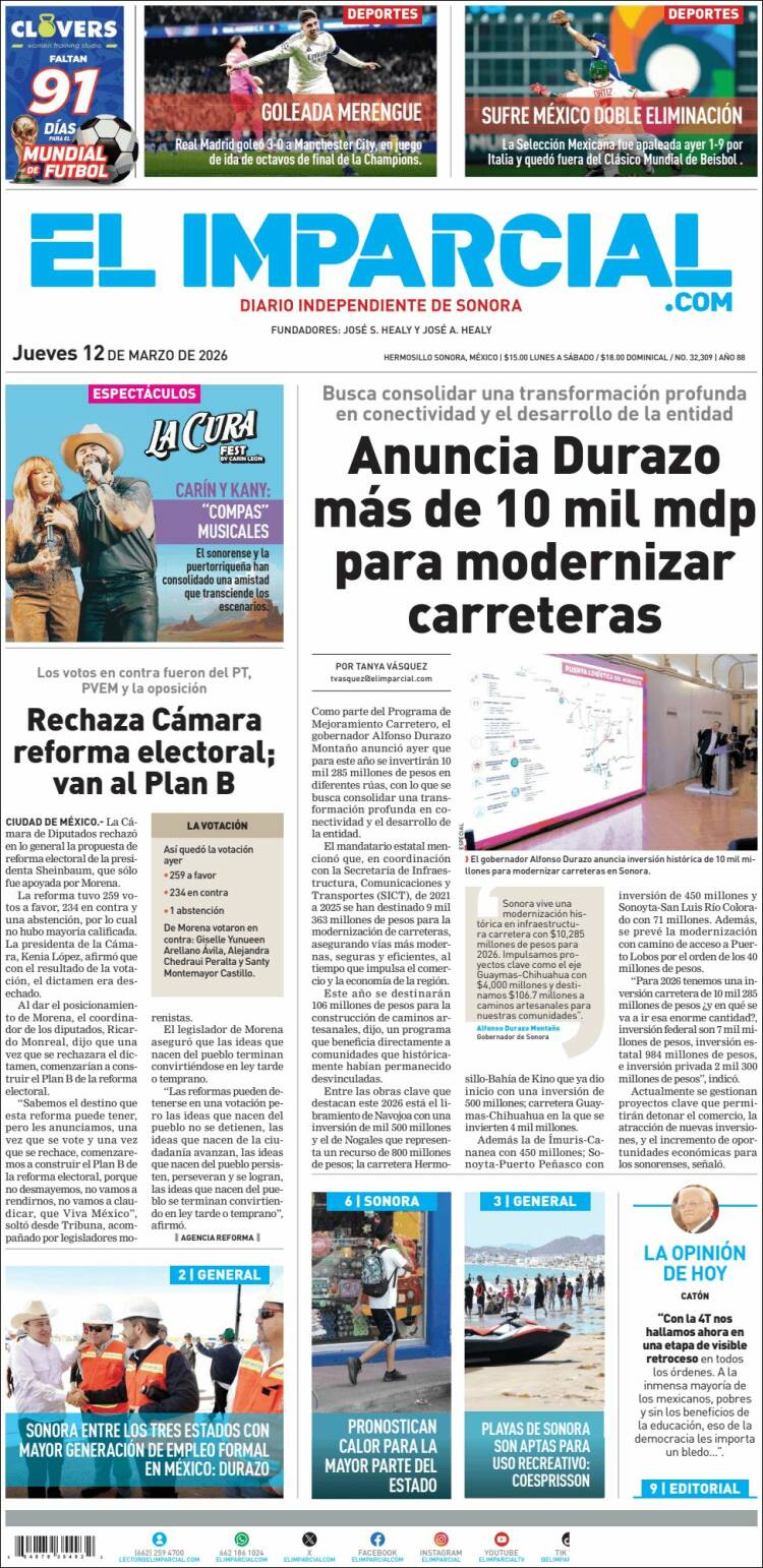 Portada de El Imparcial (Mexique)