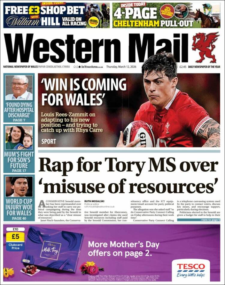 Portada de Western Mail (Royaume-Uni)