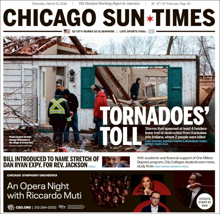 Portada de Chicago Sun-Times (&Eacute;tats-Unis)