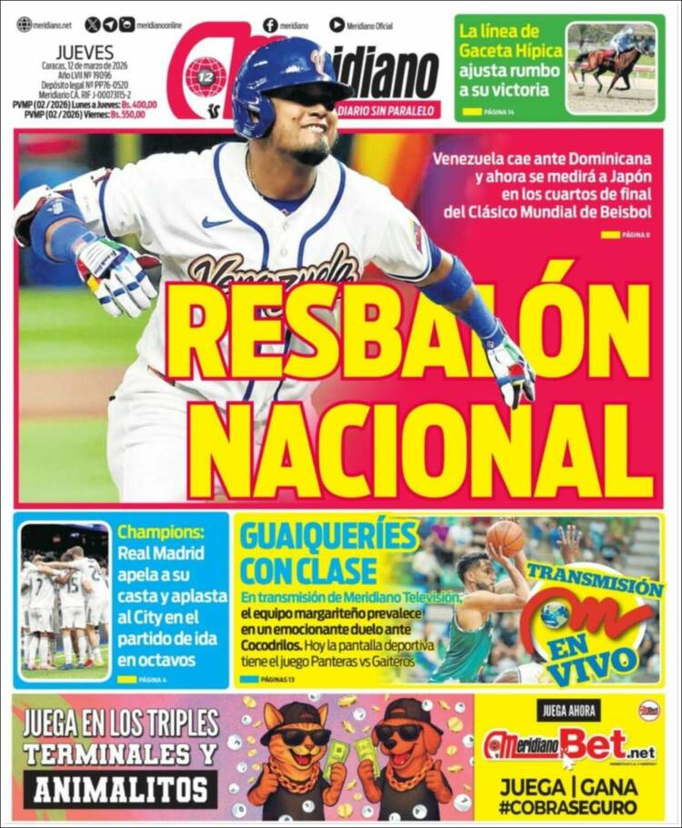 Portada de Meridiano (Venezuela)
