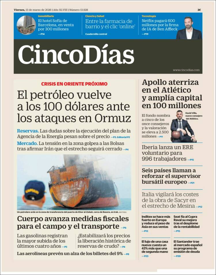 Portada de Cinco Días (Spain)