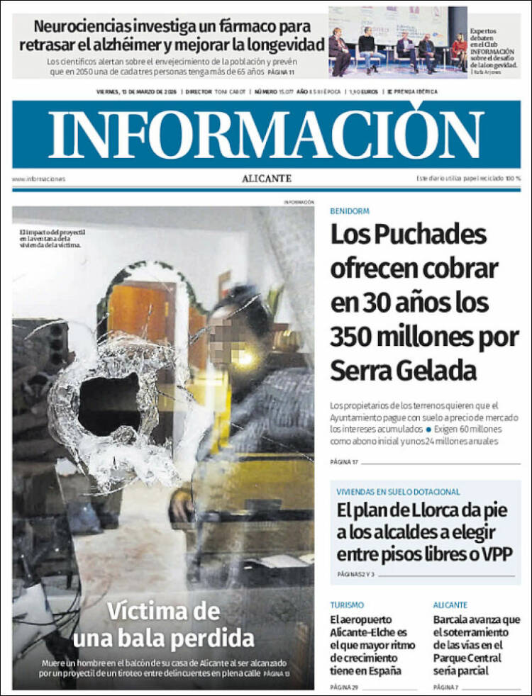 Portada de Diario Información (Espagne)