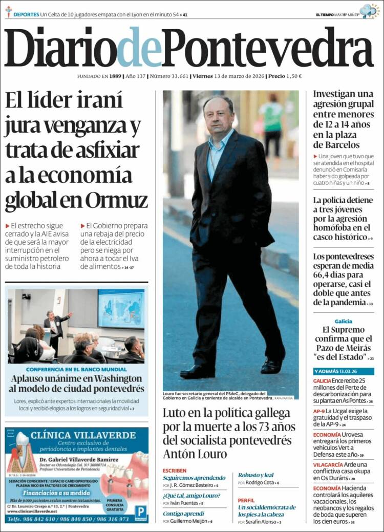 Portada de Diario de Pontevedra (Espagne)