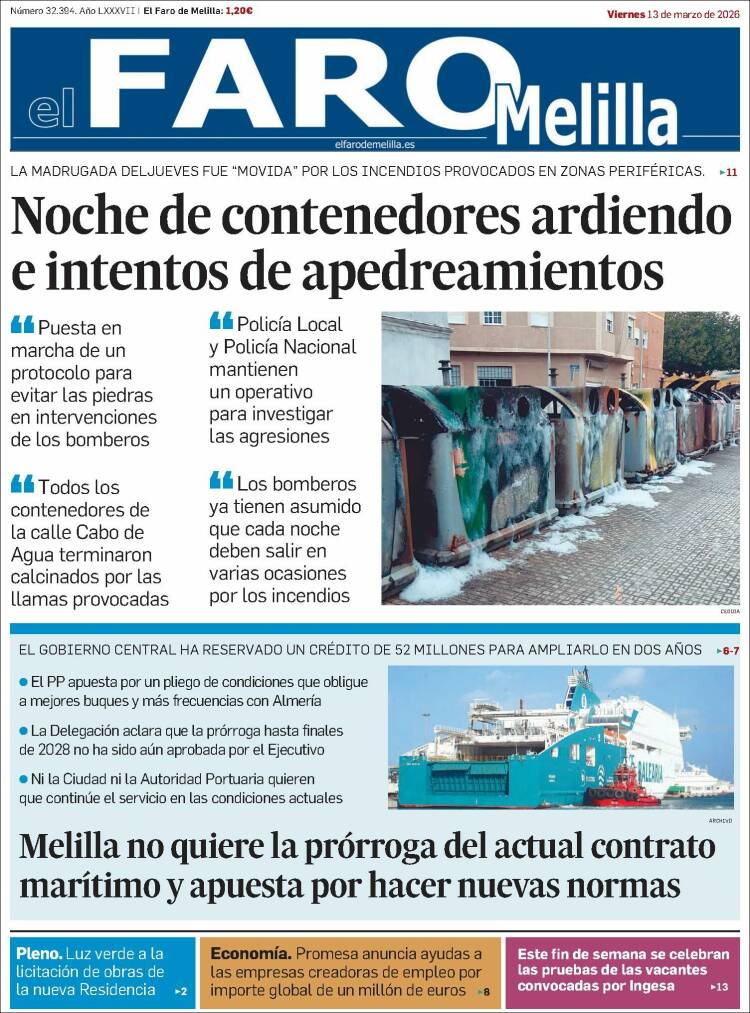 Portada de El Faro de Melilla (Espagne)