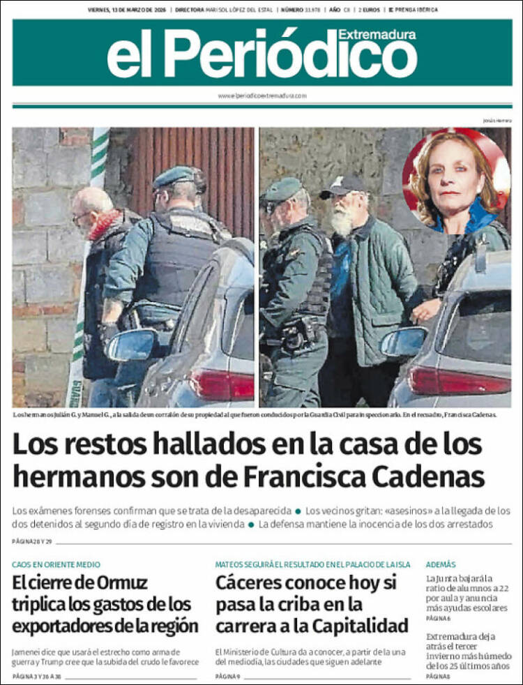 Portada de El Periódico de Extremadura (Espagne)
