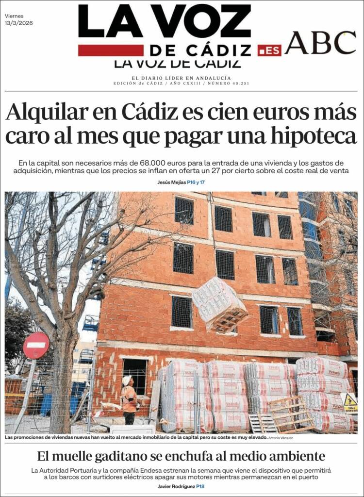 Portada de La Voz de Cádiz (Espagne)