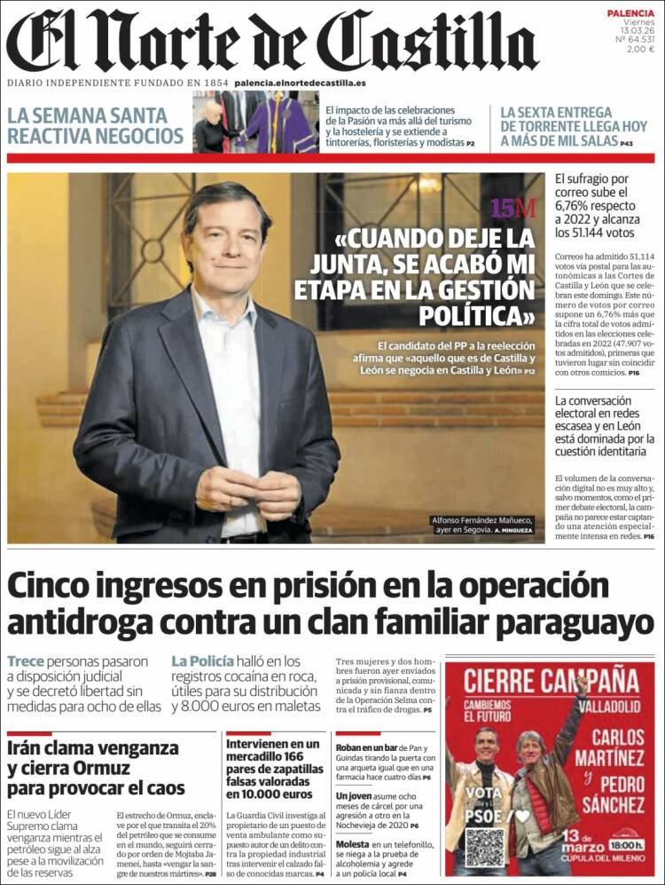 Portada de Norte de Castilla - Palencia (Espagne)