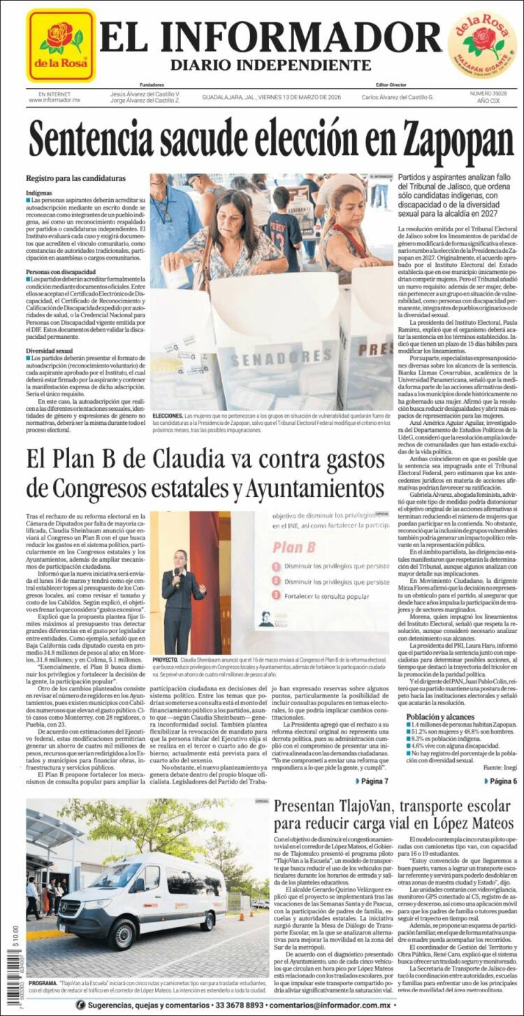 Portada de El Informador (Mexique)