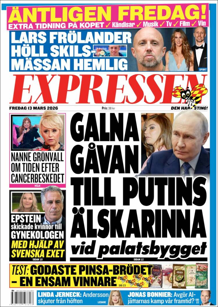 Portada de Expressen (Su&egrave;de)