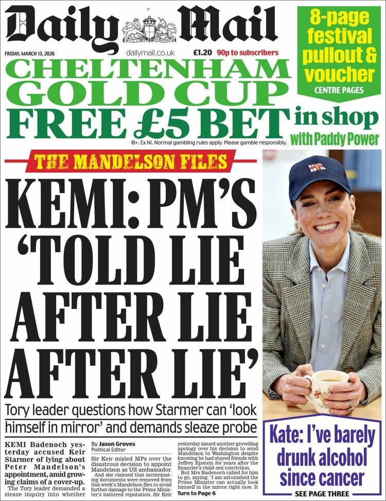 Portada de Daily Mail (Royaume-Uni)