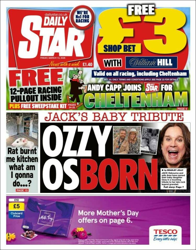 Portada de Daily Star (Royaume-Uni)