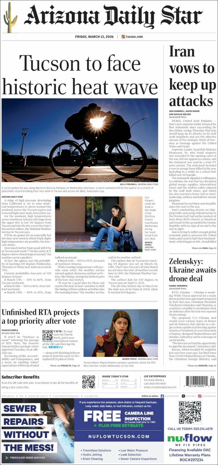 Portada de Arizona Daily Star (&Eacute;tats-Unis)