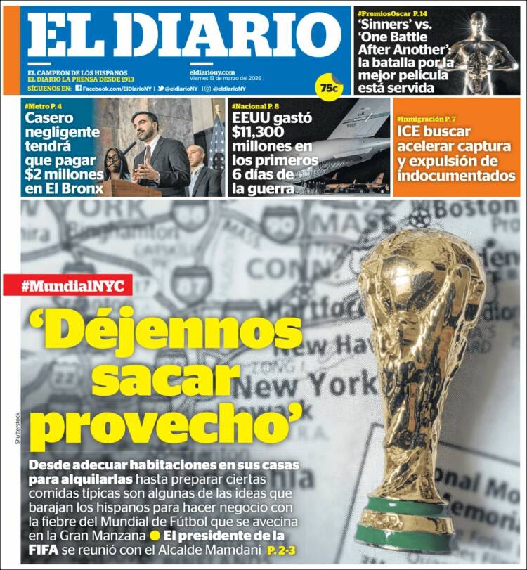 Portada de El Diario NY (USA)