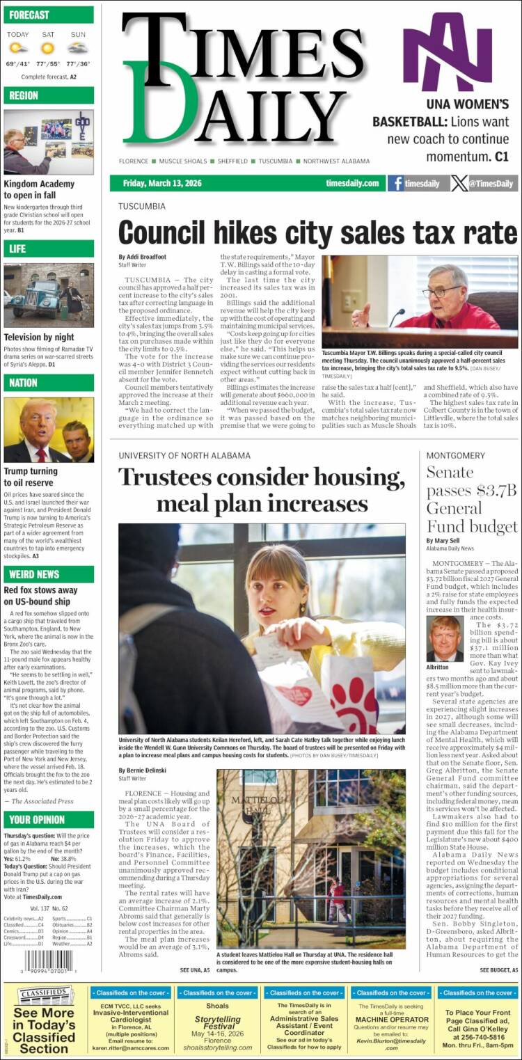 Portada de Times Daily (&Eacute;tats-Unis)