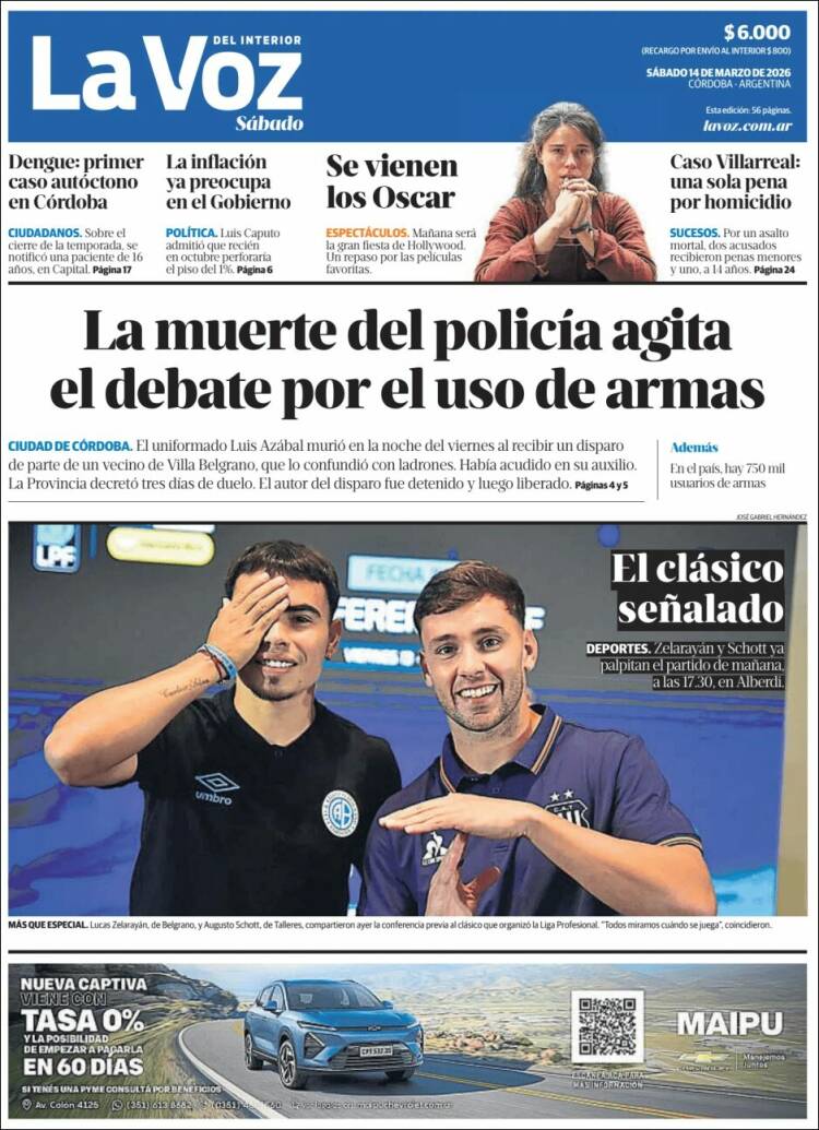 Portada de La Voz del Interior (Argentina)