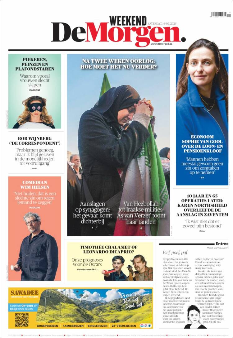 Portada de De Morgen (B&eacute;lgica)