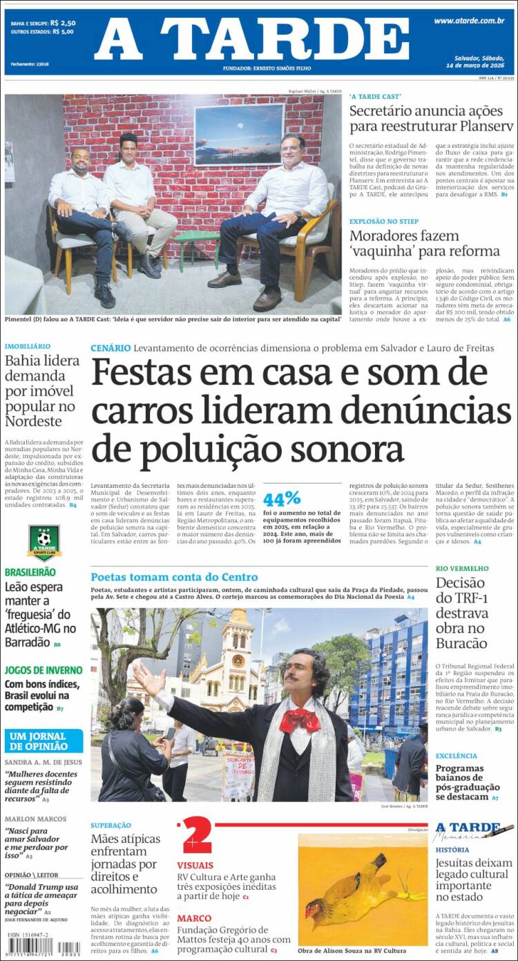 Portada de Diário A Tarde (Brasil)