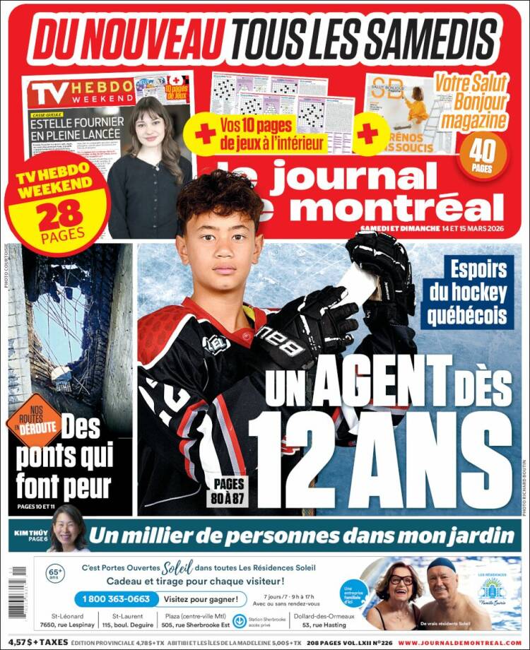 Portada de Le Journal de Montréal (Canad&aacute;)