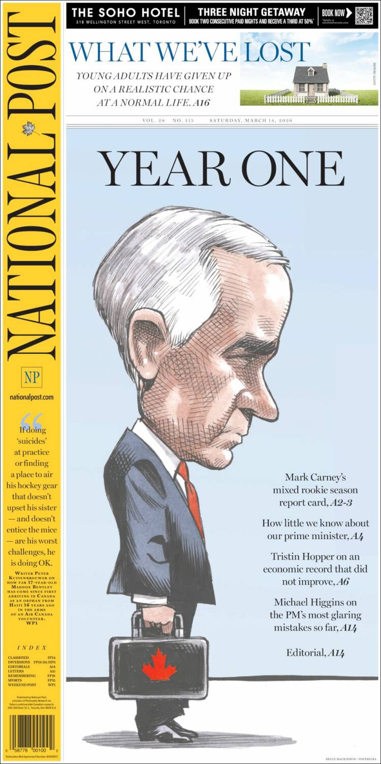 Portada de The National Post (Canad&aacute;)