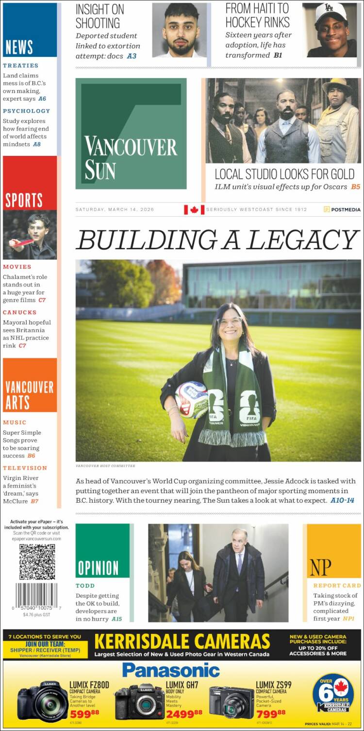 Portada de The Vancouver Sun (Canad&aacute;)
