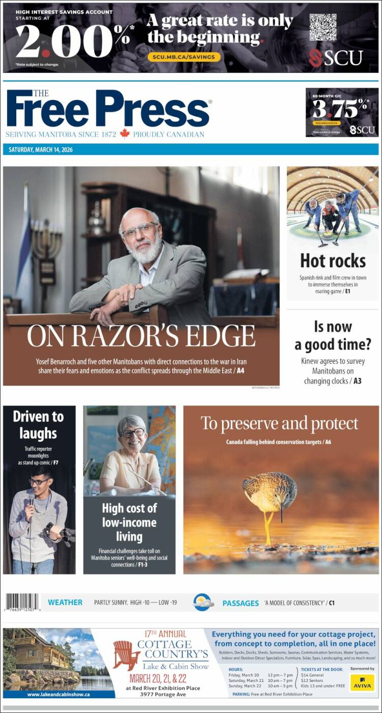 Portada de Winnipeg Free Press (Canad&aacute;)