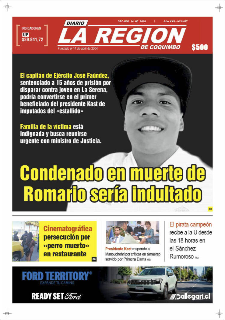 Portada de Diario La Región de Coquimbo (Chile)