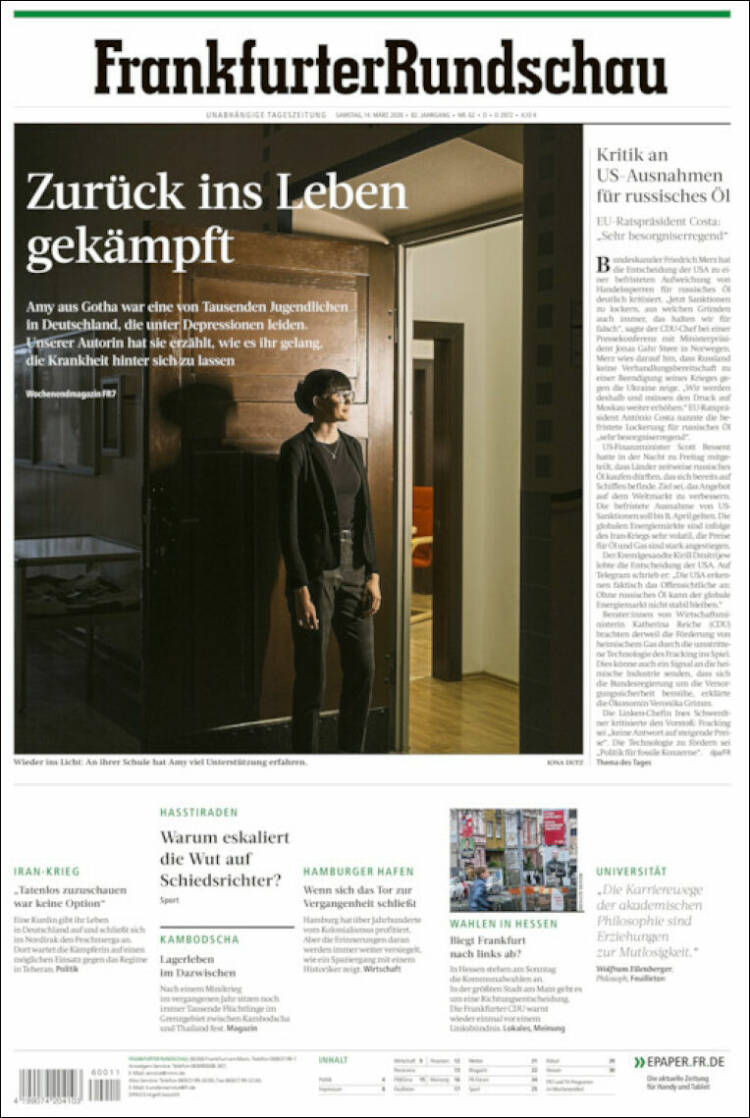 Portada de Frankfurter Rundschau (Alemania)