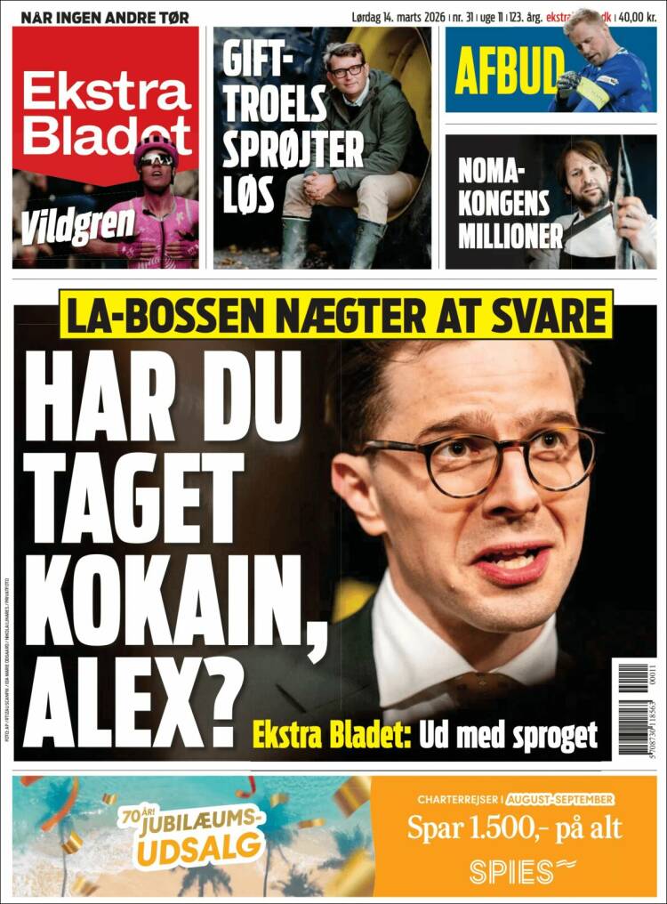 Portada de Ekstra Bladet (Dinamarca)