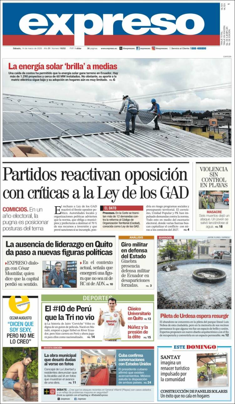 Portada de Expreso (Ecuador)