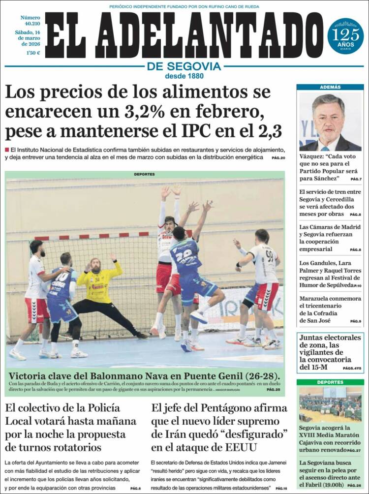 Portada de El Adelantado de Segovia (Espa&ntilde;a)