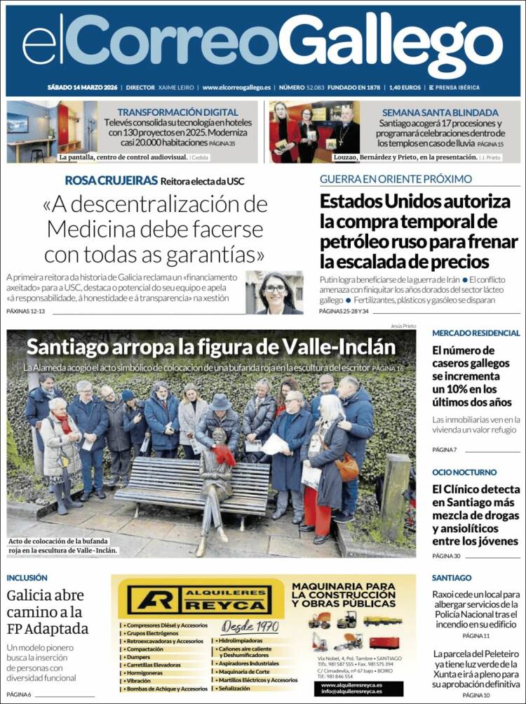 Portada de El Correo Gallego (Espa&ntilde;a)